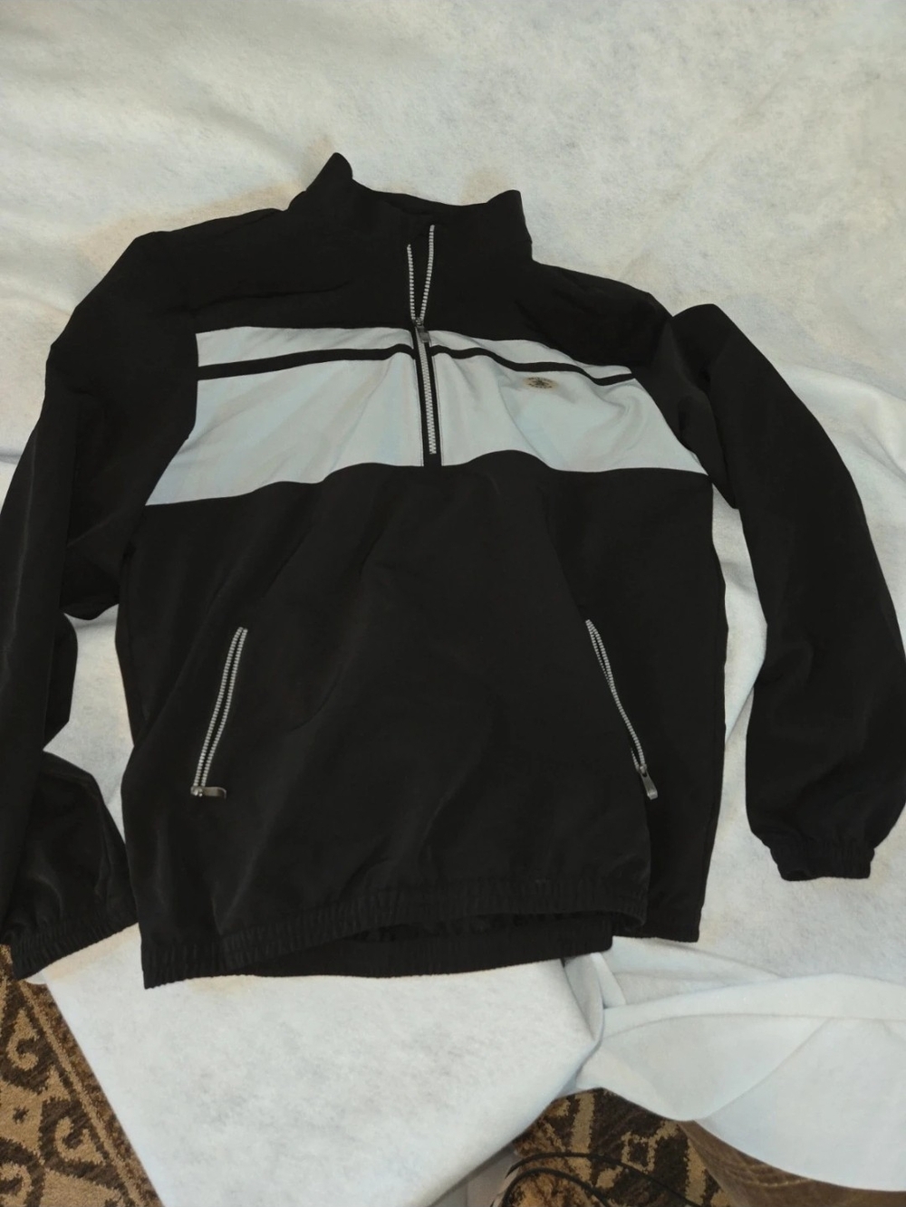 Original Penguin Black Pullover with Light Gray Chest Stripe
